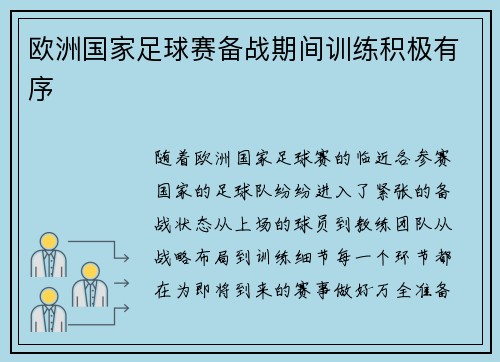 欧洲国家足球赛备战期间训练积极有序